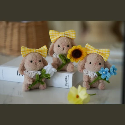 Handmade pipe cleaner rabbit craft kit samples with flowers