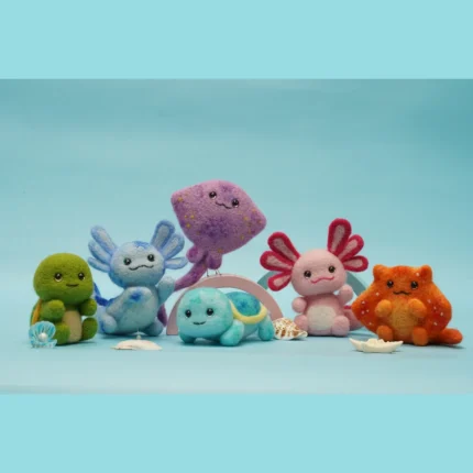 Colorful needle felted ocean animal craft kit samples