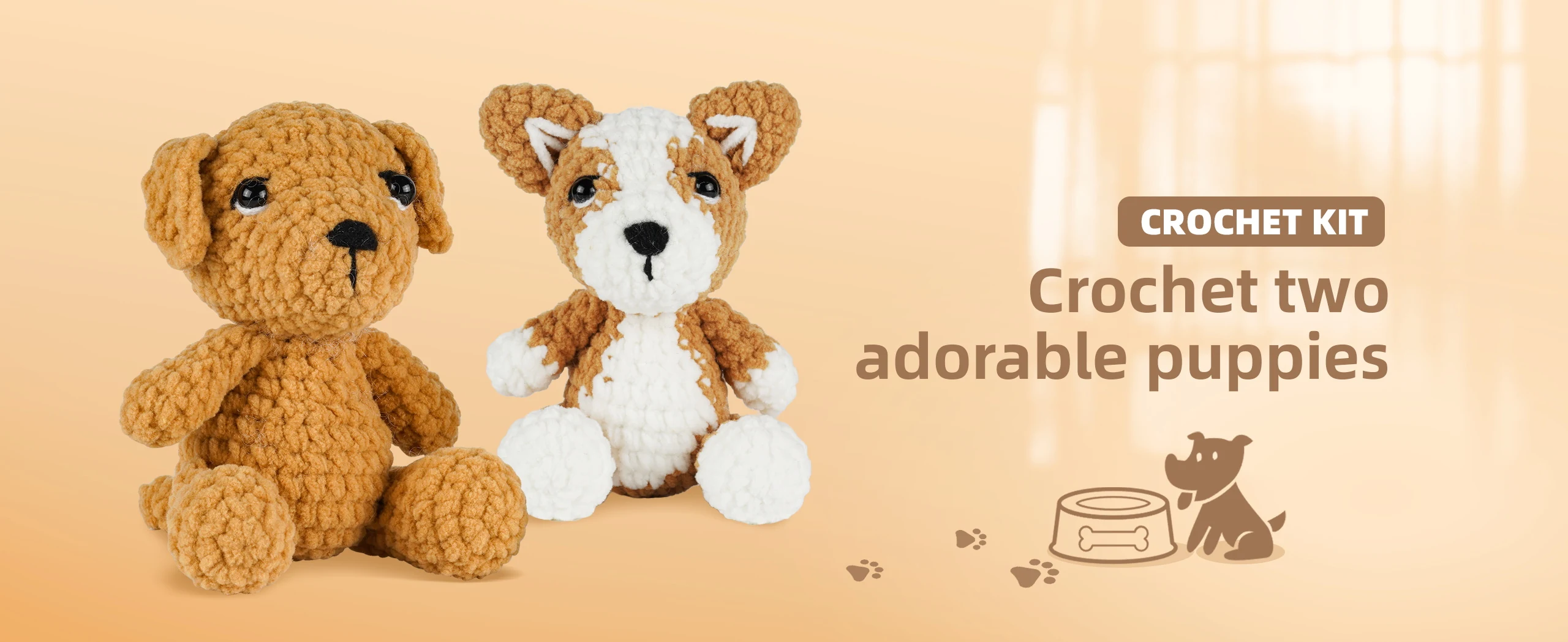 Two handmade crochet puppy kits